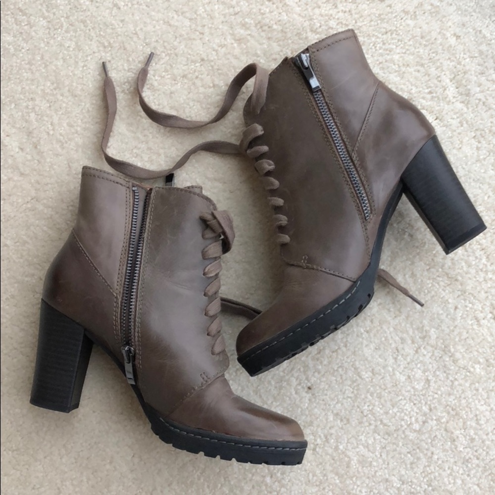Leather lace up booties